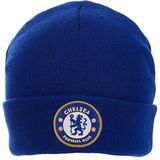 ND Sports Unisex's Combat Chelsea FC Gebreide Crest Turn Up Hoed (One Size) (Royal Blue)