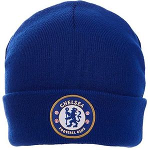ND Sports Unisex's Combat Chelsea FC Gebreide Crest Turn Up Hoed (One Size) (Royal Blue)