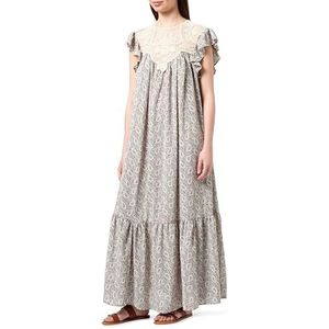 IKITA Dames maxi-jurk met allover-print 15923353-IK01, wolwit meerkleurig, M, Maxi-jurk met allover-print, M