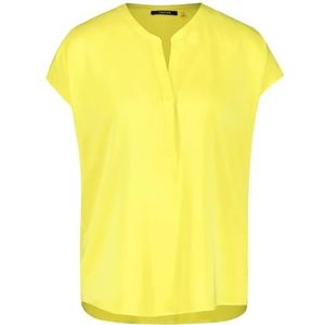 Taifun Zijdeachtig glinsterende blouseshirt voor dames, overgesneden schouders, korte mouwen, effen kleuren, fresh lemon, 46