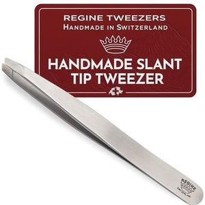 Regine Switzerland Slant Tip pincet, 100% handgemaakt, chirurgisch roestvrij staal, professionele precisie-en wenkbrauwontharing
