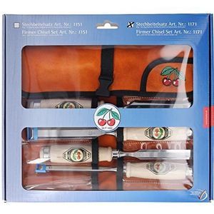Kirschen - Gereedschap 1171000 - 6-delige Beitelset - Witbeukenheft - Lederen Roltas - 6 tot 26 mm