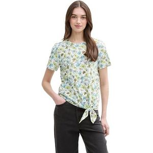 TOM TAILOR Denim T-shirt voor dames, 37809 - Wit Groen Blauw Bloem Print, L
