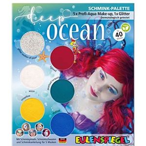 Eulenspiegel 207017 - Make-up palet Deep Ocean, instructies voor 5 zeemaskers, schmink voor kinderen, carnavalsschmink