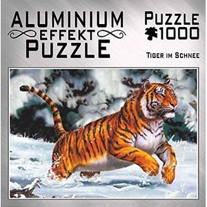 Aluminium Effekt Puzzle - Motiv: Tiger im Schnee: 1000 Teile Puzzle