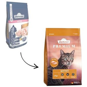 Dehner Premium kattenvoer, kitten, droogvoer zonder granen, voor jonge katten, kip, 2 kg