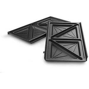 De'Longhi Sandwichplatenset DLSK154 – keukenaccessoires voor De'Longhi Multigrill SW12, grillinzet met diagonale verdieping, vaatwasmachinebestendig gegoten aluminium, zwart