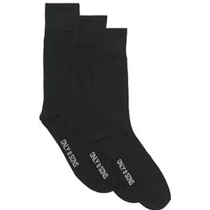 ONLY & SONS ONSFINCH BASIC SOCK 3-PACK NOOS, zwart, 39-42 EU