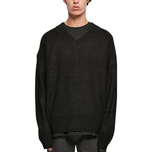 Urban Classics Sweatshirt met V-hals voor heren, zwart, maat L, zwart, L