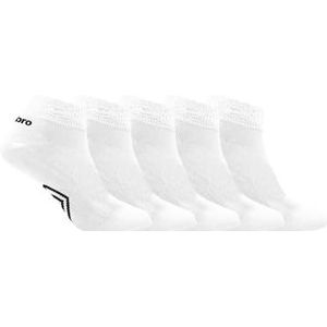 Umbro Herensokken – 5 stuks – lage herensokken, antislip, wit, zwart, maat 43/46, B, 43-46 Taille courte