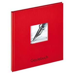 walther design gastenboek rood 23 x 25 cm met omslaguitsparing en reliëf, Fun GB-205-R