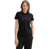 TOM TAILOR - Shirt - Zwart - Slanke Pasvorm - Kwartmouw