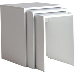 Lastdeco - Set van 3 bijzettafels ALAYOR | Bijzettafels van hout, wit | Afmetingen: 45 x 55 x 45 cm
