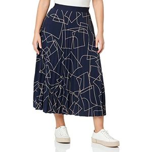 TOM TAILOR Dames Midi plissé rok 1032546, 30195 - Navy Beige Abstract Design, 42