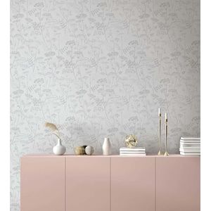 marburg Behang grijs beige bloemen bladlook bloemen natuur industriële look voor woonkamer slaapkamer keuken 10,05 x 0,53 cm