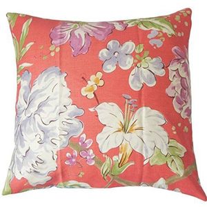 The Pillow Collection Niatohsa kussensloop met bloemen, linnen, roze, 39485 x 39485 x 13816 cm