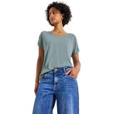 Street One Dames Silk-Look Shirt met rimpels in Blauw, in size: 34