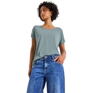 Street One Dames Silk-Look Shirt met rimpels in Blauw, in size: 34
