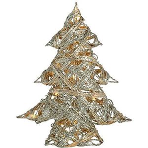 WeRChristmas Pre-Lit Zilver Geweven Rotan Warm Wit LED Kerstboom Glitter Coating, 33 cm - Multi-Colour