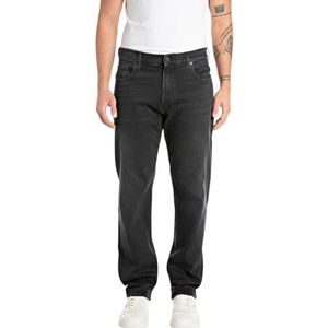 Replay Heren Relaxed Tapered Fit Jeans Sandot, 099 Black Delavè, 27W x 32L