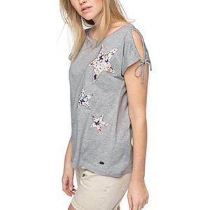 edc by ESPRIT Dames T-Shirt 046cc1k015 - met vlinder, grijs (medium grey 035), XL