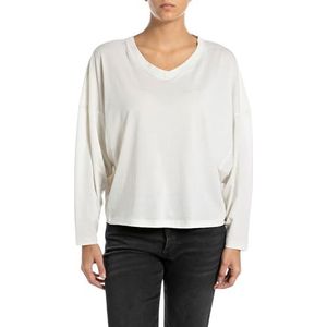 Replay Dames Straight Fit Longsleeve, 412 boter wit, XXS