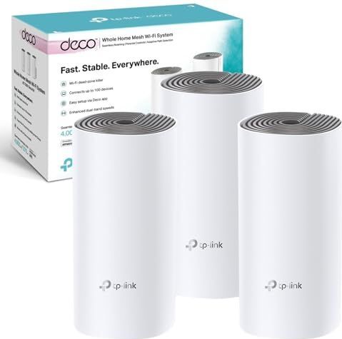 TP-Link Deco E4 Whole Home Mesh Wi-Fi System, Seamless and Speedy (AC1200) for Large Home, Work with Amazon Echo/Alexa, Router and WiFi Booster Replacement, Parent Control, Pack of 3