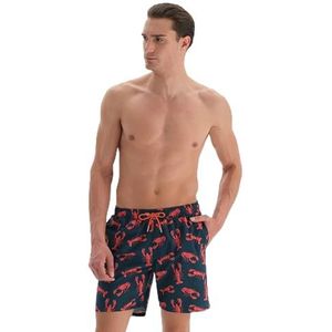 Dagi Heren bedrukte zwemshorts, Navy - Oranje, M