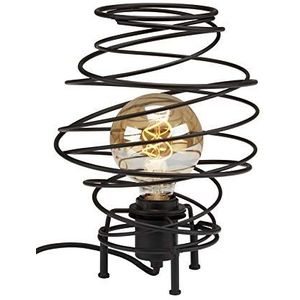 Briloner lampen Tafellamp, 1 lamp, nachttafellamp retro, vintage, zwart staal, 1 x E27, max. 60 watt, incl. kabelschakelaar, zwart, 210x293 mm (DxH)