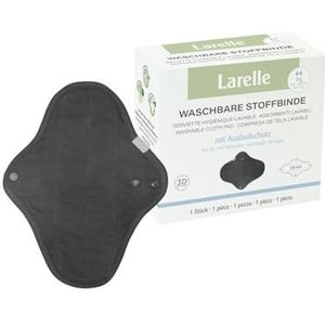 Larelle Wasbaar maandverband van biologisch katoen, met vleugels, herbruikbaar, duurzaam, voor lichte tot matig sterke menstruatie, milieuvriendelijk, zacht, verstelbaar