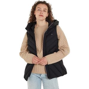 Tommy Hilfiger Dames Chevron gewatteerde gilet met capuchon, Zwart (zwart), XXS