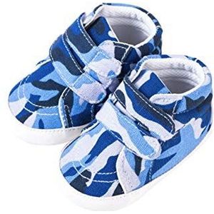 DEBAIJIA Kruipschoenen, zeildoek, sneakers met antislipzool van siliconen, geschikt voor baby's van 6 tot 18 maanden, met klittenbandsluiting, slip-on sluiting, Hl03 Blauw, 18 EU