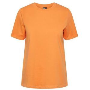 PIECES Pcria Ss Fold Up Solid Tee Noos Bc T-shirt voor dames, mandarijn, XL