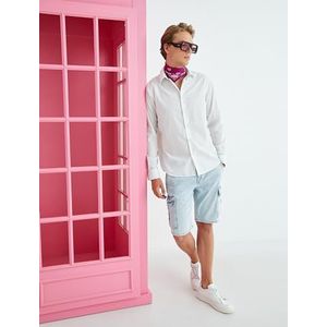 Koton Heren Denim Cargo Pocket Gedetailleerde Buttoned Shorts, Light Indigo (600), 31