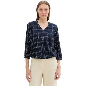 Blouse - V-hals - 3/4-mouw - Geometrisch Patroon - Viscose