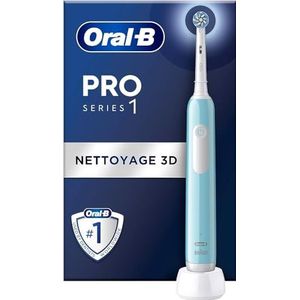 Oral-B Pro Series 1 elektrische tandenborstel, blauw, 1 3D-reinigingsborstel, verwijdert tandplak, 3 poetsmodi, timer, 1 reisetui, oplaadbaar, eenheidsmaat