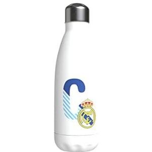 Real Madrid - roestvrijstalen waterfles, hermetische sluiting, met Letter C-ontwerp in blauw, 550 ml, witte kleur, officieel product (CyP Brands)
