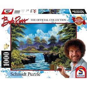 Schmidt Spiele 57538 Bob Ross, waterval op de lichting, puzzel met 1000 stukjes, normaal