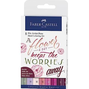 Faber-Castell 267124 Pitt Artist Pen Lettering, roze tinten, 8-delige etui, meerkleurig