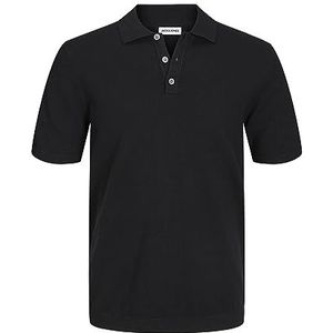 Jack & Jones JJEEMIL Knit Polo S/S SN Pullover voor heren, zwart, XL