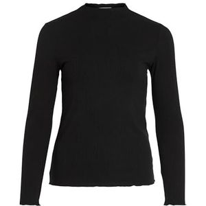 Vila Dames Viwonda Funnel Neck L/S Top/Su Top met lange mouwen, zwart, M