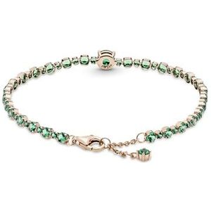 Pandora Dames Tennis Armband Fonkelend Pavé Groen 580044C01, 18-19cm, Sterling zilver, Zirkonia