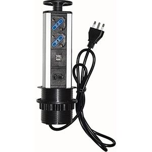 Unbekannt Link lkmpt02 intrekbare tafelcontactdoos met 2 stopcontacten 16 A vrouwelijk ITA/Schuko, 1 RJ45, 1 RJ11, 2 USB