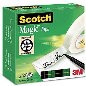 Scotch Magische tape – 2 rollen à 12 mm x 66 m – multifunctionele tape voor reparatie, etikettering en verzegeling van pakketten en documenten