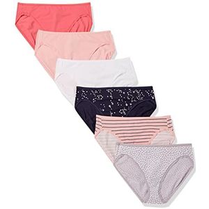 Amazon Essentials Women's Katoenen hoge onderbroek met pijpen (verkrijgbaar in grote maten), Pack of 6, Veelkleurig/Stippen/Sterren/Streep, 38