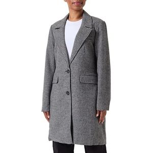Bestseller A/S Onlbillie Wool Check Coat OTW Wollen mantel voor dames, zwart/ruiten: cloud dancer, M