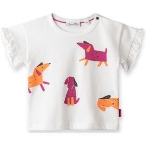 Sanetta Baby meisjes T-shirt shirt korte mouwen ruches 100% biologisch katoen, wit pebble, 68 cm