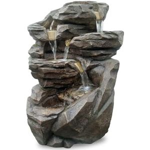 Zen'Light Grote fontein Niagara – fontein voor binnen en buiten, waterval 5 niveaus – fontein tuin terras woonkamer natuur zen ledlicht – gesloten circuit – grijs – H 71 x 54 x 44 cm