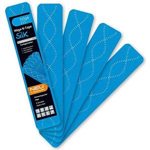 Höga-K-Tape Silk reflecterende kant-en-klare stroken kinesiologische tape, 25cmx5cm, 5 stroken in zijdekwaliteit, blauw, 5 stuks