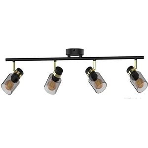 Zumaline ASTI Bar Pendel Plafondlamp, Mat Zwart, Goud, 4x E14
